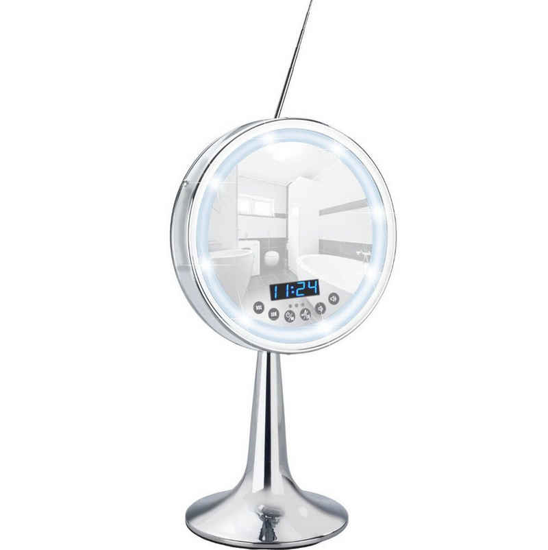 WENKO Standspiegel »LED Imperial Ø 16,5«, 3-fach Vergrößerung Bluetooth Spiegel
