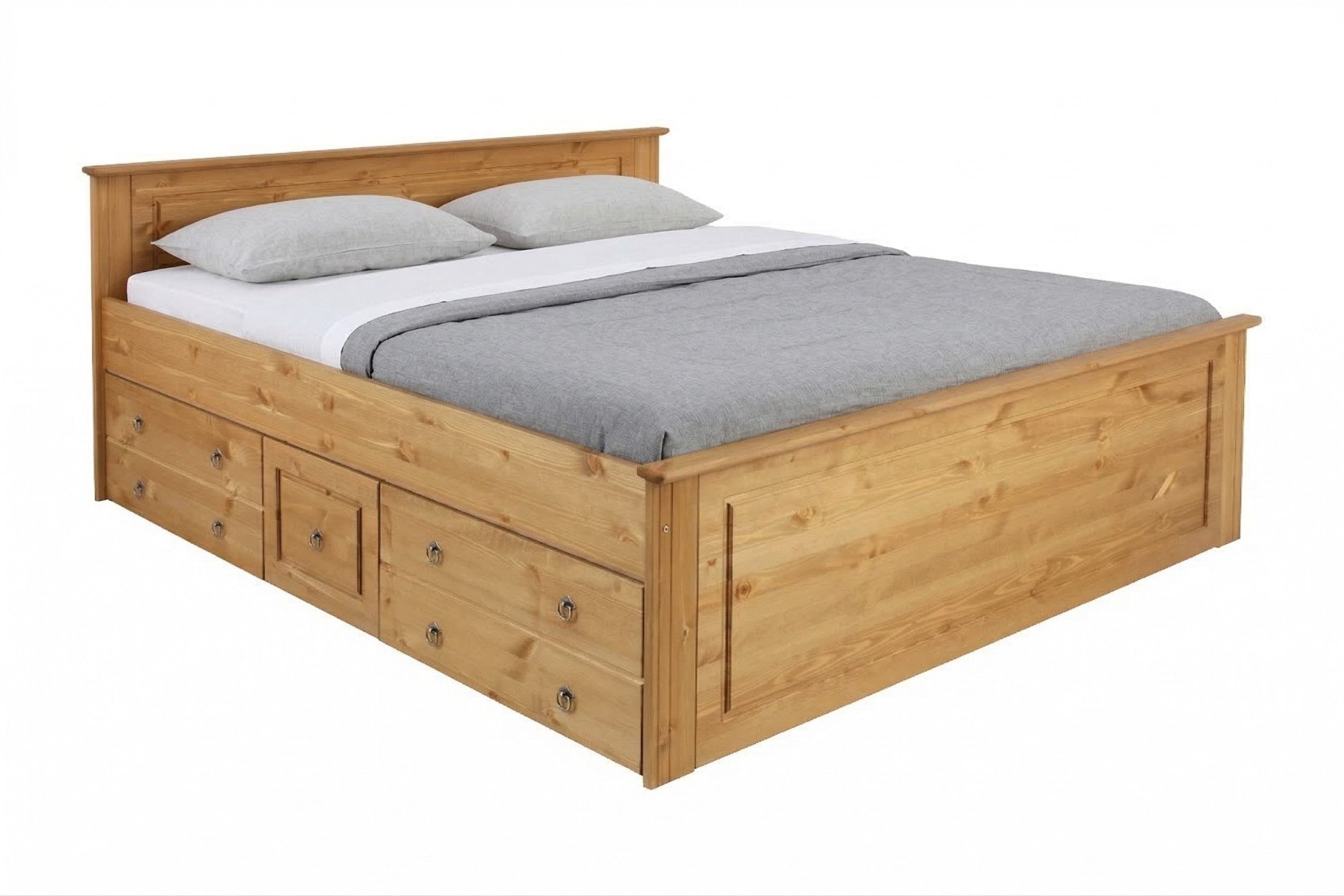 OTTO home Massivholzbett Hugo, FSC® zertifiziert, Landhausstil, zeitlos und edel (auch als Super Sparset inklusive Schubkästen), Stauraumbett, extra belastbar, Made in EU, viele Breiten