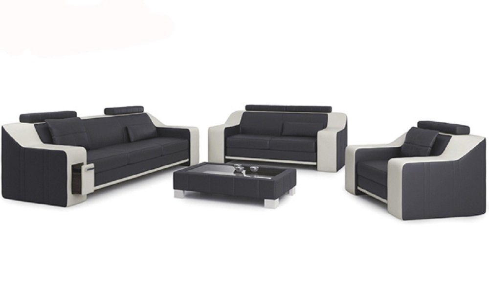 Großes Schnäppchen! JVmoebel Sofa Sofa in Couch Polster Sofagarnitur Design Made Modern Europe Grau/Weiß Sitzer Set Couchen, 3+2