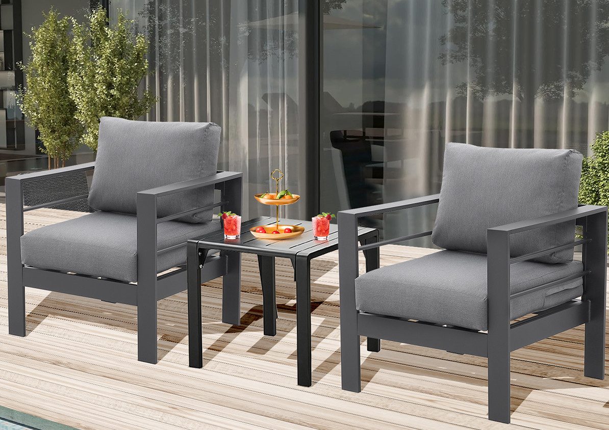 MeXo Balkonset Balkonmöbel Set Kleiner Balkon Gartenmöbel Set Aluminium