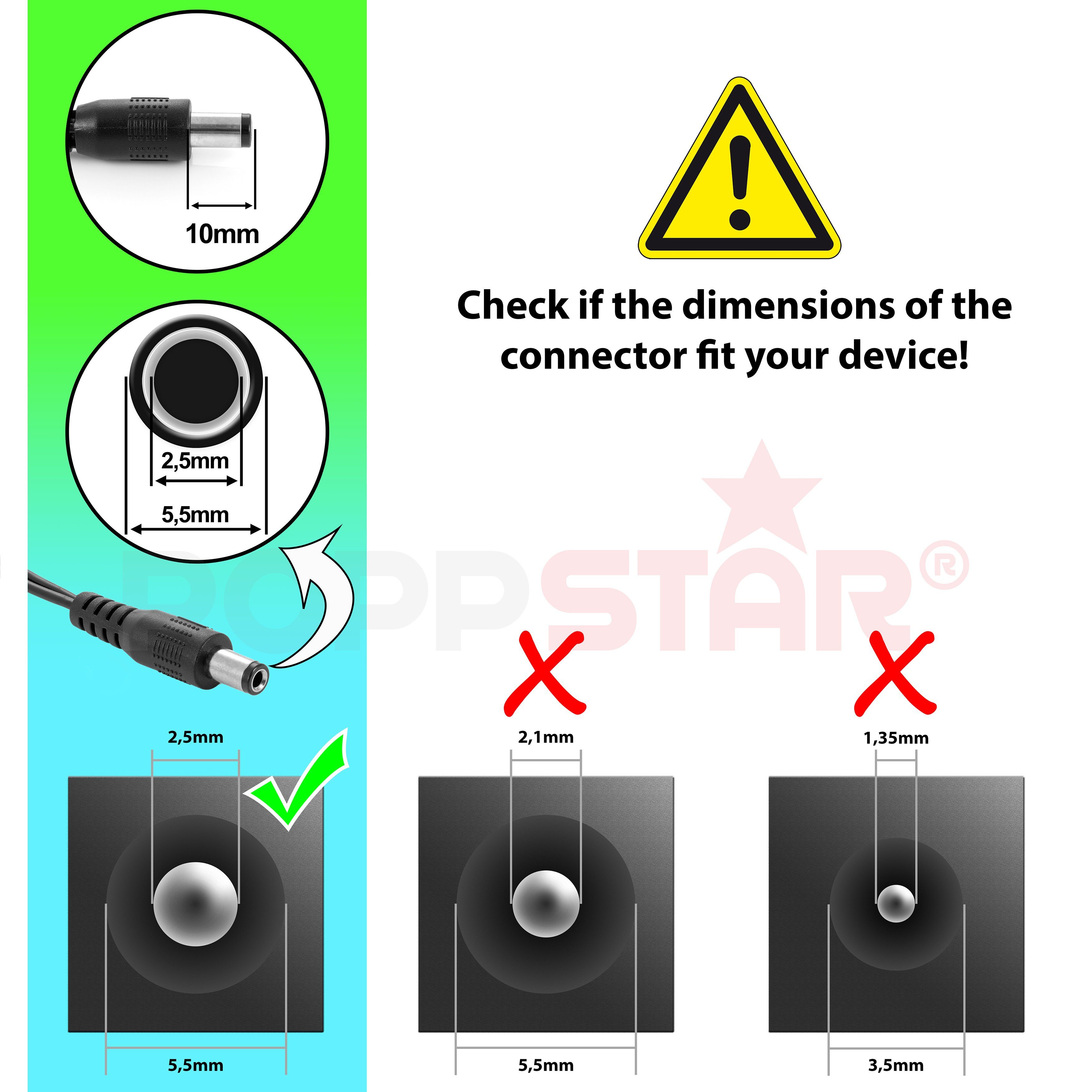 Poppstar Ktec AC DC Netzteil Universal-Netzteil (Steckernetzteil 12V 2A (2000mA, 5,5/2,5mm), 183cm)
