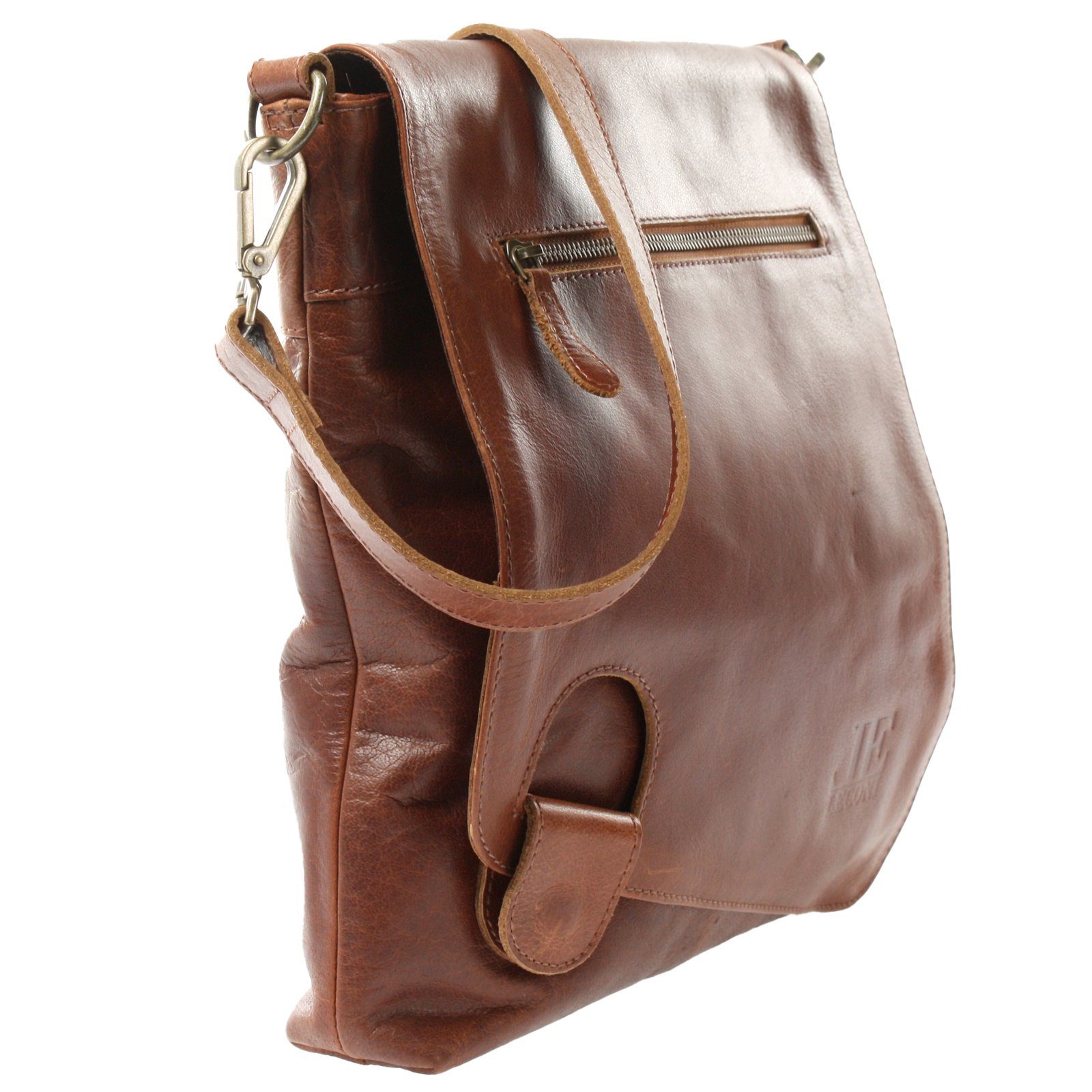 LECONI Umhängetasche Ledertasche Damen Handtasche Schultertasche Echt Leder LE3073, Auffälliger Überschlag - Fächer innen & außen - 29x29x6 cm