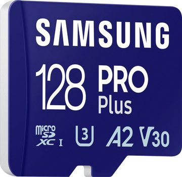 Samsung PRO Plus + microSDXC-Adapter Speicherkarte (128 GB, Class 10, 160 MB/s Lesegeschwindigkeit)