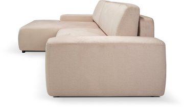 WERK2 Ecksofa Bully L-Form, Curvy Trend Ecksofa mit Schlaffunktion in weichem Cord