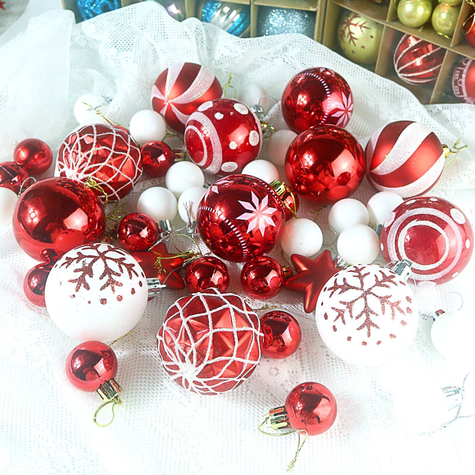 Bextsrack Weihnachtsbaumkugel Weihnachtskugeln Set, Christbaumkugeln Deko Weihnachten (40 St), Weihnachtsbaumschmuck,Weihnachtsbaumkugeln