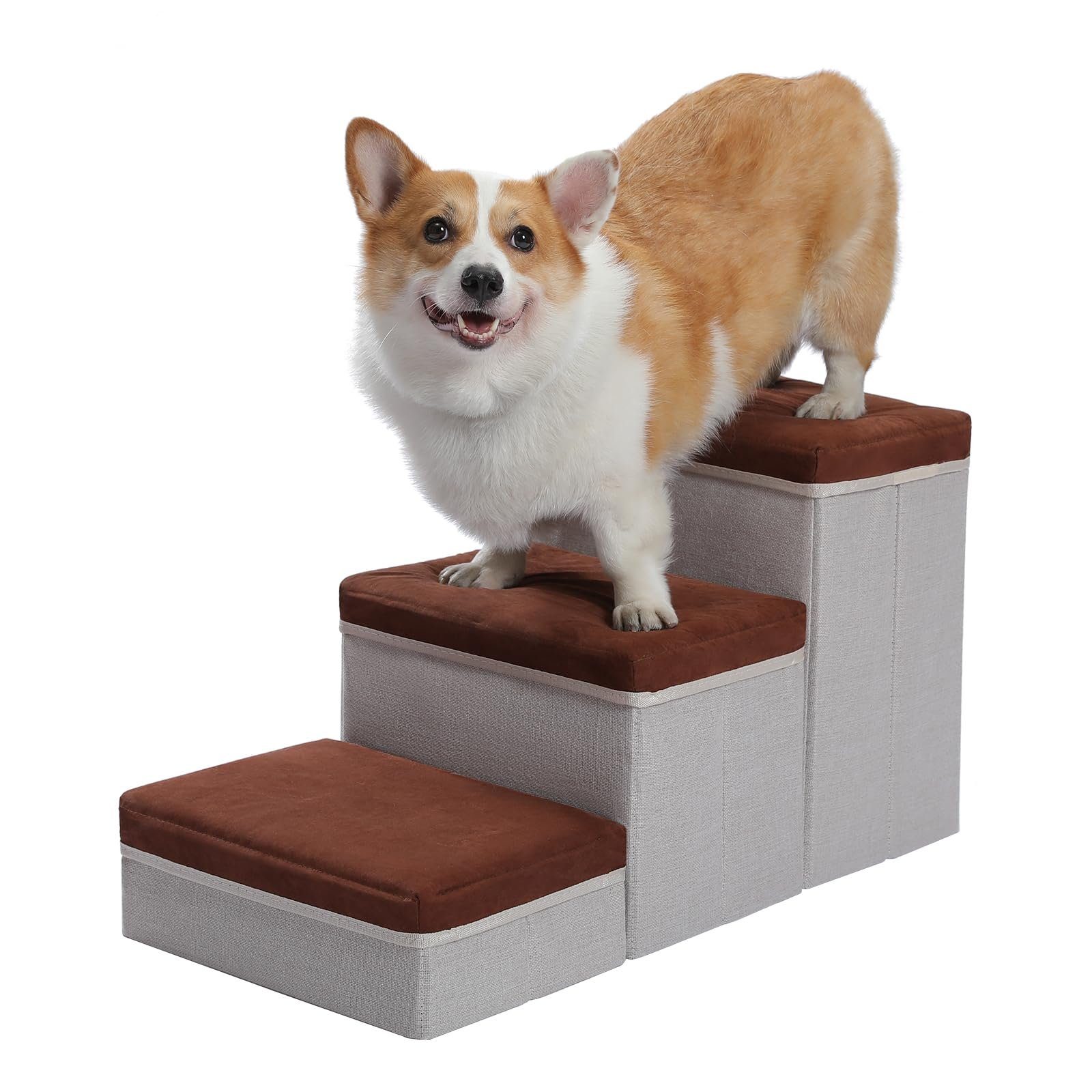Purpurra Haustiertreppe Hundetreppe mit 3 Aufbewahrungsboxen günstig online kaufen