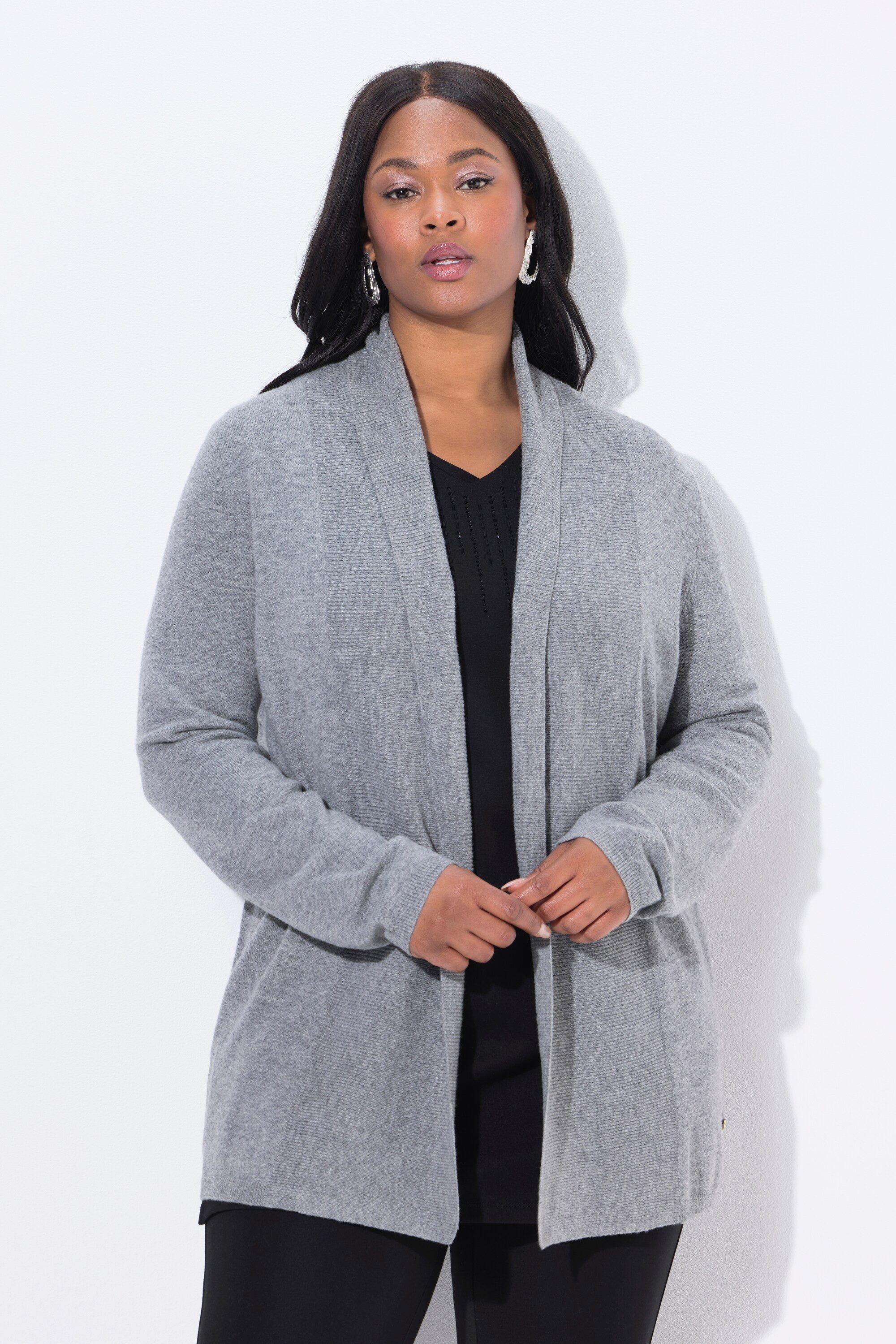 Ulla Popken Strickjacke Strickjacke Schalkragen Langarm günstig online kaufen