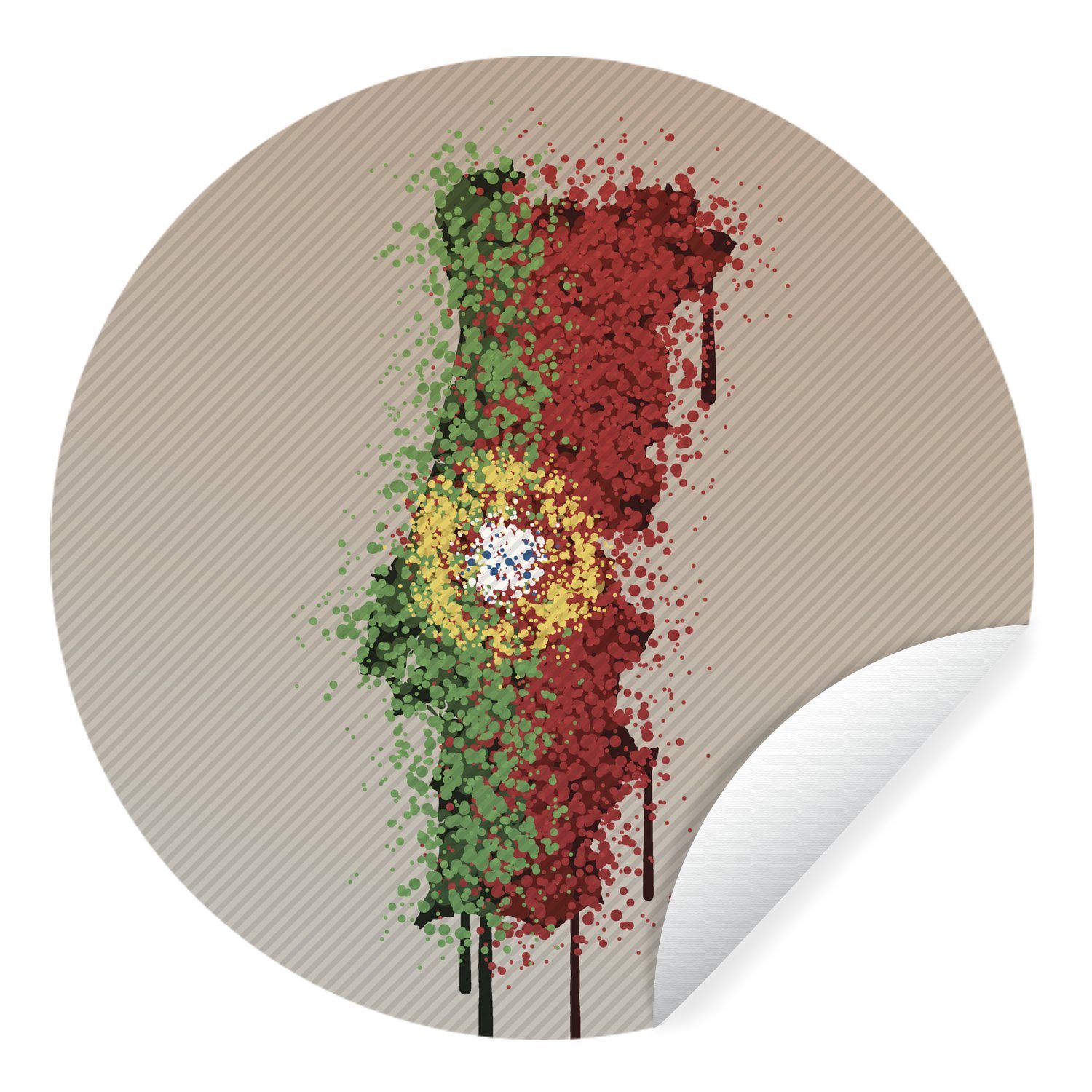 MuchoWow Wandsticker Illustration von Portugal in den Farben der Flagge (1 St), Tapetenkreis für Kinderzimmer, Tapetenaufkleber, Rund, Wohnzimmer