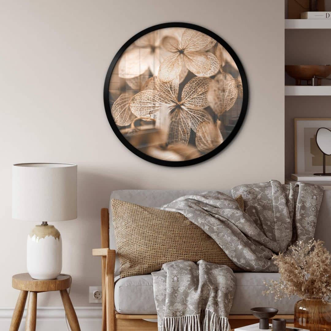 K&L Wall Art Poster Wandbild Poster Rund Landhaus Boho Deko Fotografie Annie Zarte Blüten, Wohnzimmer Kunstdruck floral