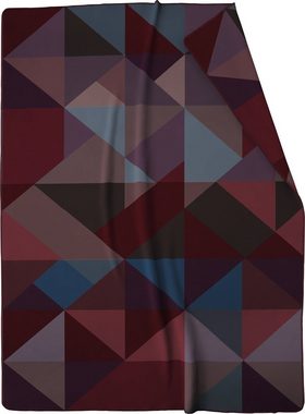 Wohndecke Purple Geometric, lila Sofadecke in 150x200, Decke aus Baumwoll-Mix, Biederlack, Made in Germany