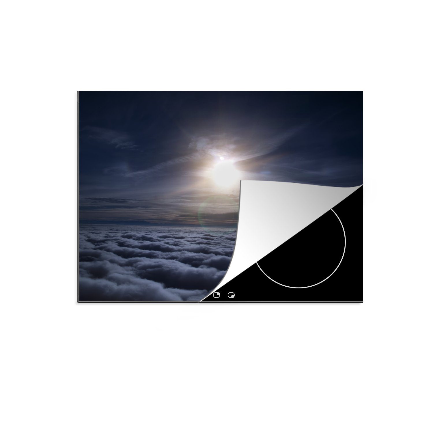 Mobile MuchoWow den Vinyl, (1 Herdblende-/Abdeckplatte Wolken, über Ceranfeldabdeckung der cm, in 70x52 Nacht nutzbar, Himmel tlg), Arbeitsfläche