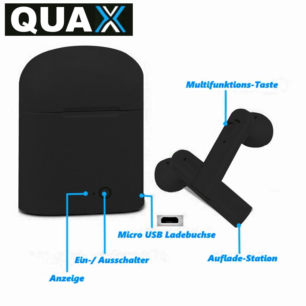 HUAWEI Bluetooth LG In Kopfhörer iPhone schwarz) (für Samsung Wireless QUAX Ear Kopfhörer Bluetooth-Kopfhörer Headset Windows HTC MAVURA