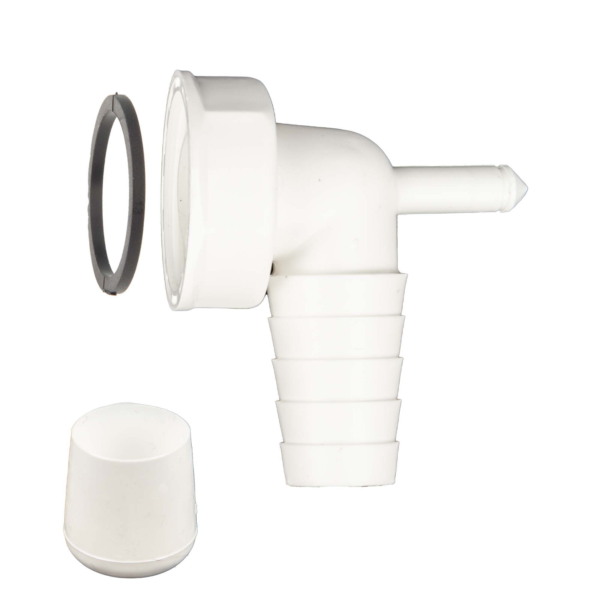 tecuro Siphon Geräteanschlusstülle 90° mit Kondensatanschluss Ø 8 mm