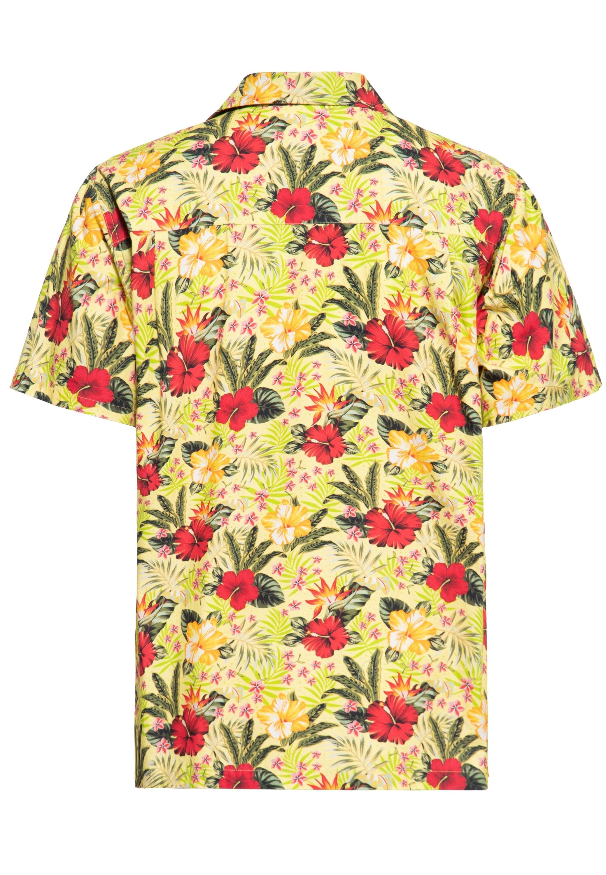 KingKerosin Kurzarmhemd mit Tropical Hawaiian Style günstig online kaufen
