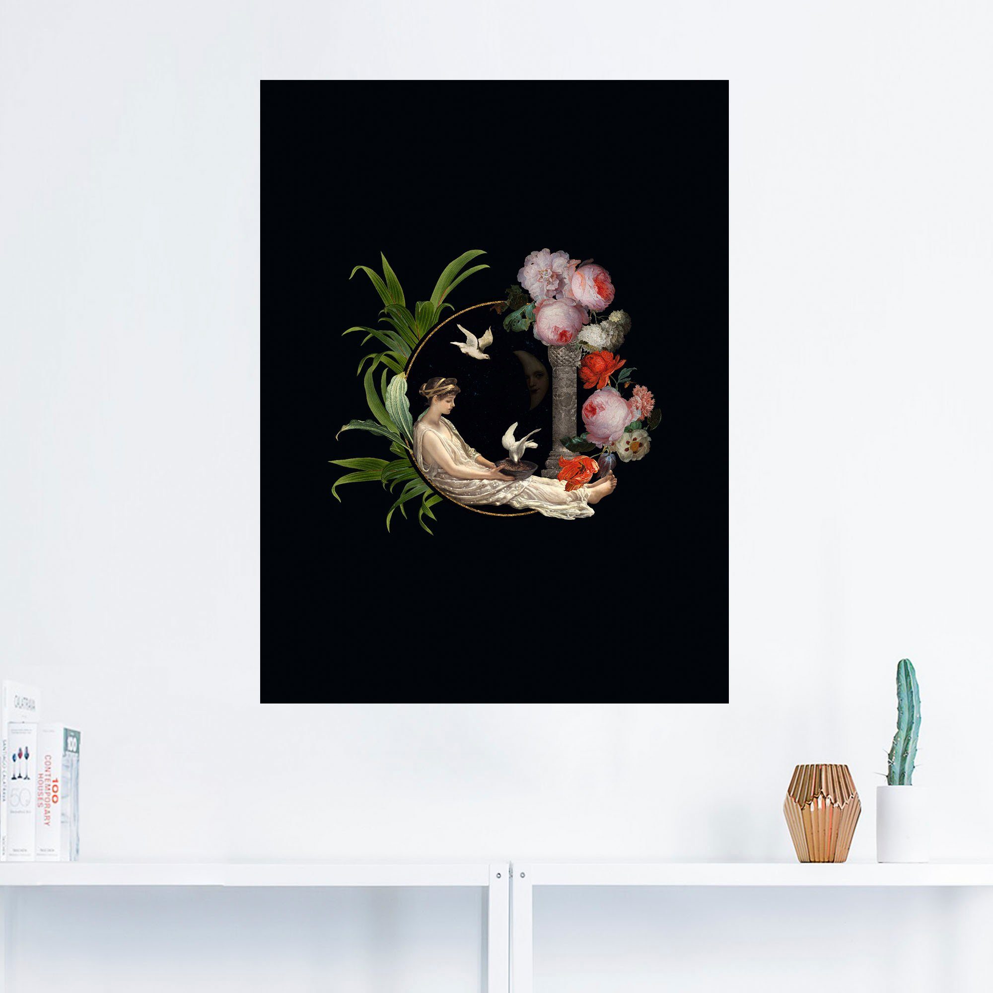 Artland Wandbild »Vintage Dame mit Tauben«, Bilder von Frauen (1 Stück), in vielen Größen & Produktarten - Alubild / Outdoorbild für den Außenbereich, Leinwandbild, Poster, Wandaufkleber / Wandtattoo auch für Badezimmer geeignet-HomeTrends