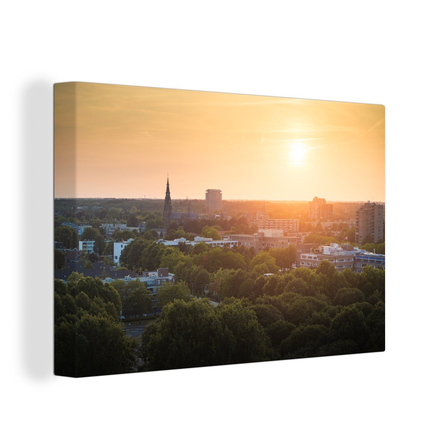 30x20 St), Wanddeko, Stadt Sonnenuntergang, Aufhängefertig, (1 Wandbild Leinwandbilder, - Leinwandbild cm Eindhoven - OneMillionCanvasses®