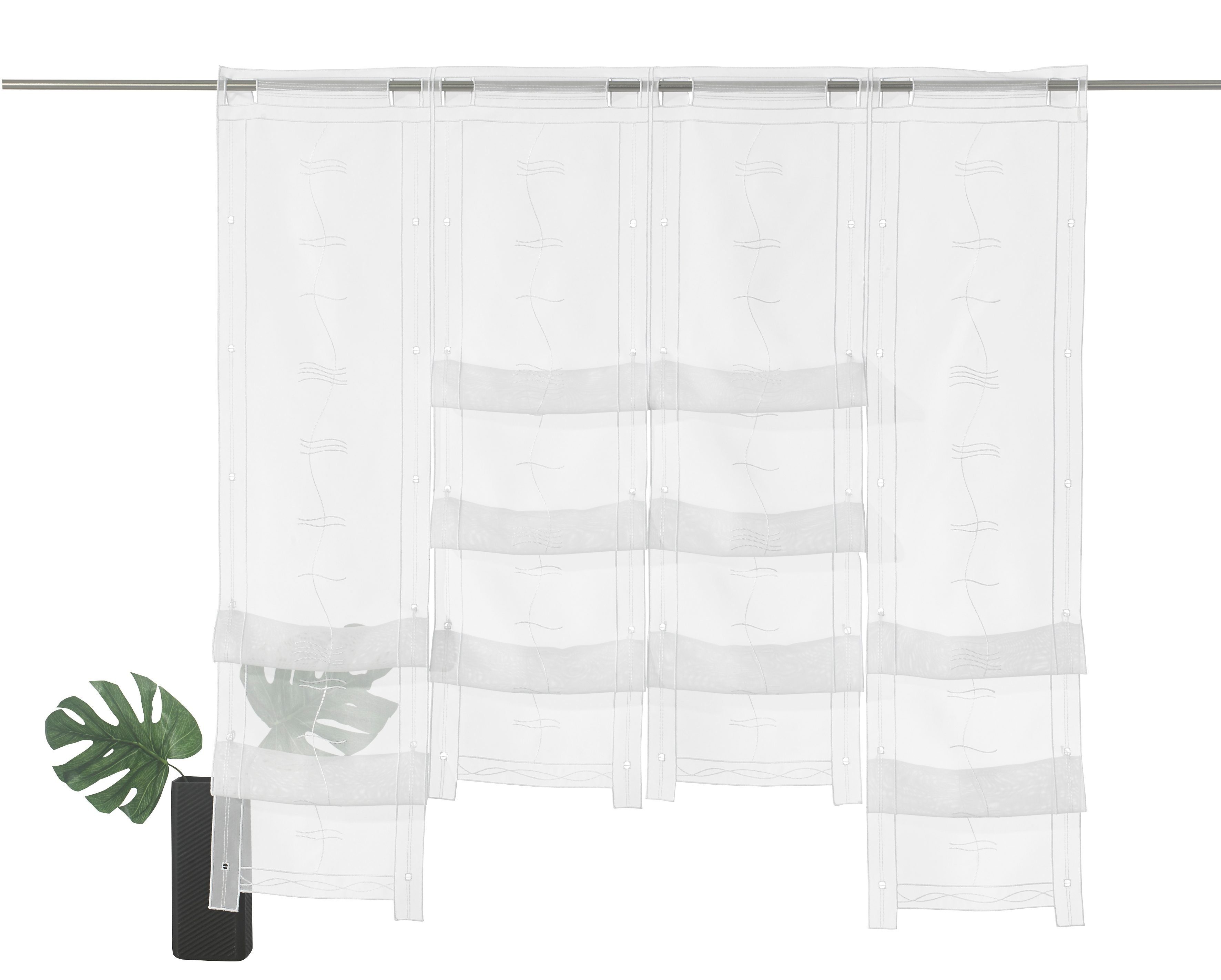 Scheibengardine Selina, Weckbrodt, Stangendurchzug (1 St), transparent, Voile, Hochraff, Gardine, Voile, Stickerei, bestickt, transparent, Raffung weiß | Scheibengardinen