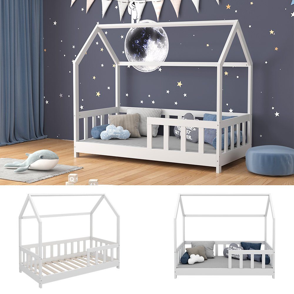 VitaliSpa® Hausbett Michelle, Weiß, 70x140 cm mit Rausfallschutz (1-tlg)