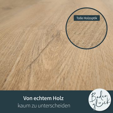 Bodenglück Vinylboden Klick-Vinyl Eiche Erfurt, Braun, natürliche Holzoptik mit Trittschalldämmung, 1220 x 226 x 5 mm, Paketpreis für 2,21m²