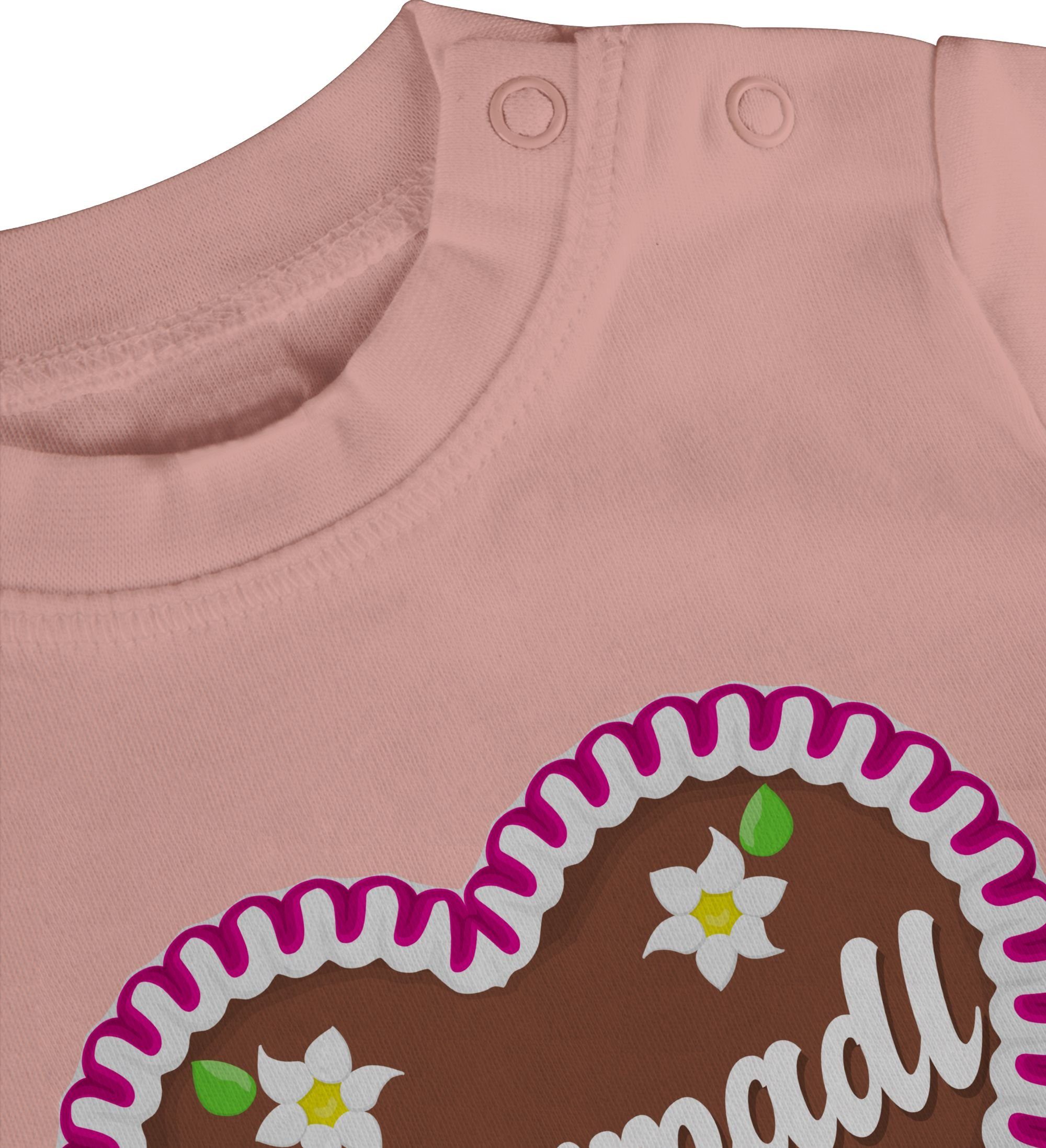 Shirtracer T-Shirt 1 Lebkuchenherz Outfit Lausmadl Oktoberfest Mode Baby Babyrosa für