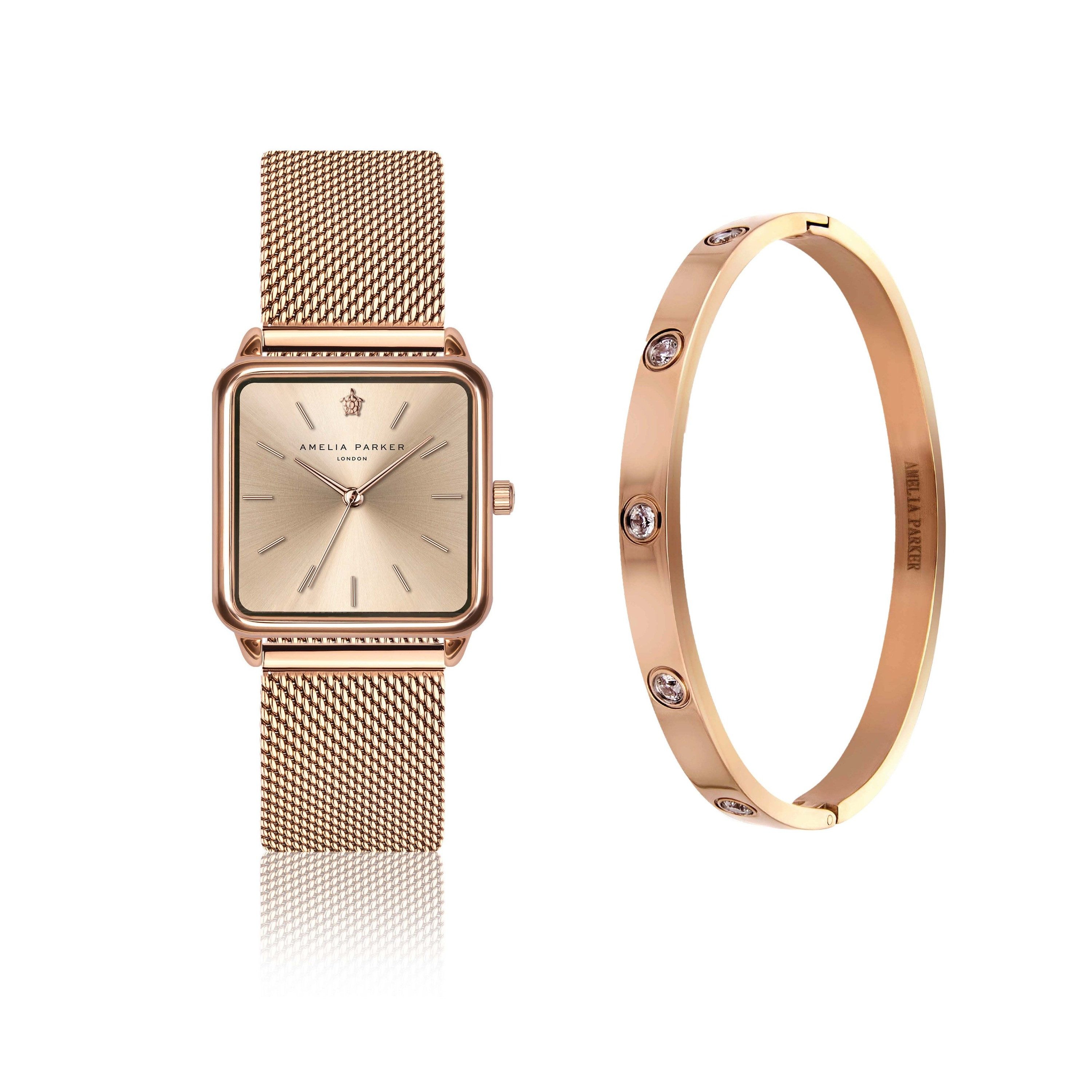 AMELIA PARKER Quarzuhr SAC6-2 Gold Plaza-Set