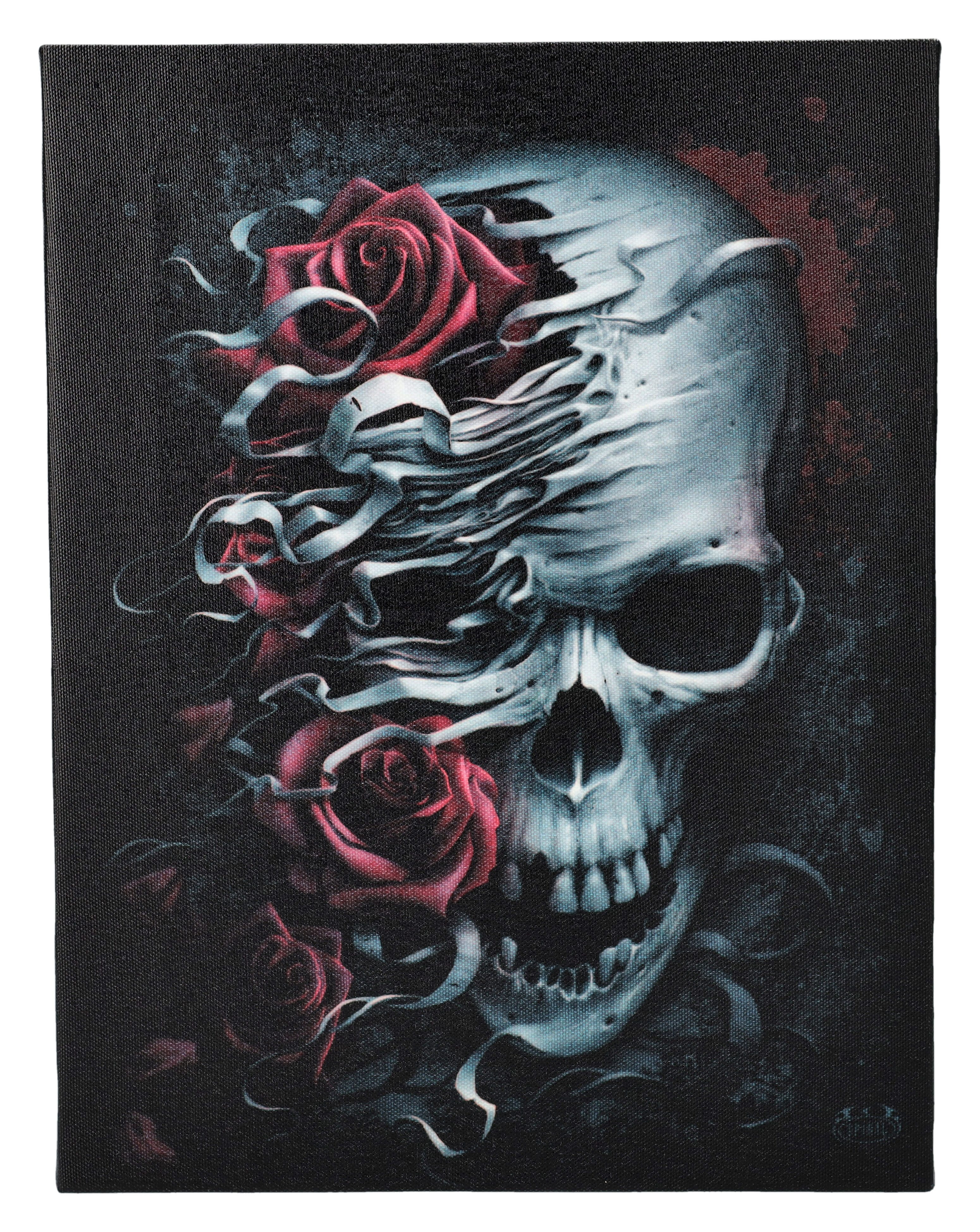 Figuren Shop GmbH Leinwandbild Kleine Leinwand Totenkopf - Skull n Roses Sp günstig online kaufen