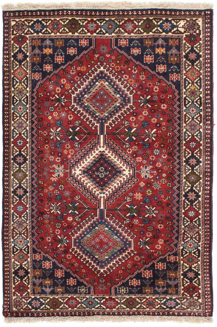 Wollteppich Yalameh Medaillon Rosso scuro Höhe: Handgeknüpft 105 x mm, rechteckig, morgenland, 10 155 cm