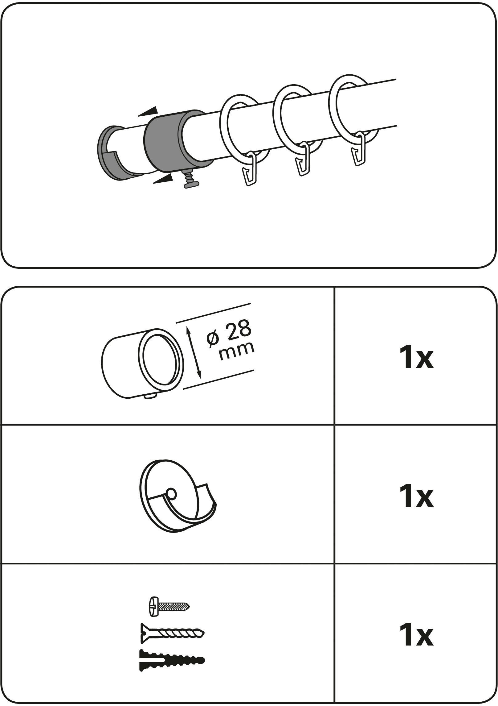 Gardinenstangenhalter Wandlager für Ø 28 mm Kunststoff, GARDINIA,  Gardinenstangen, (1-St), Serie Gardinenstangen-Set Bifo Ø 28 mm, inkl.  Befestigungsmaterial zum Schrauben oder Kleben