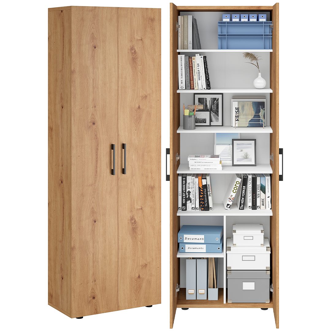 Bellamio Mehrzweckschrank Apol (Eichenoptik) Aktenschrank mit 2 Türen & 8 F günstig online kaufen