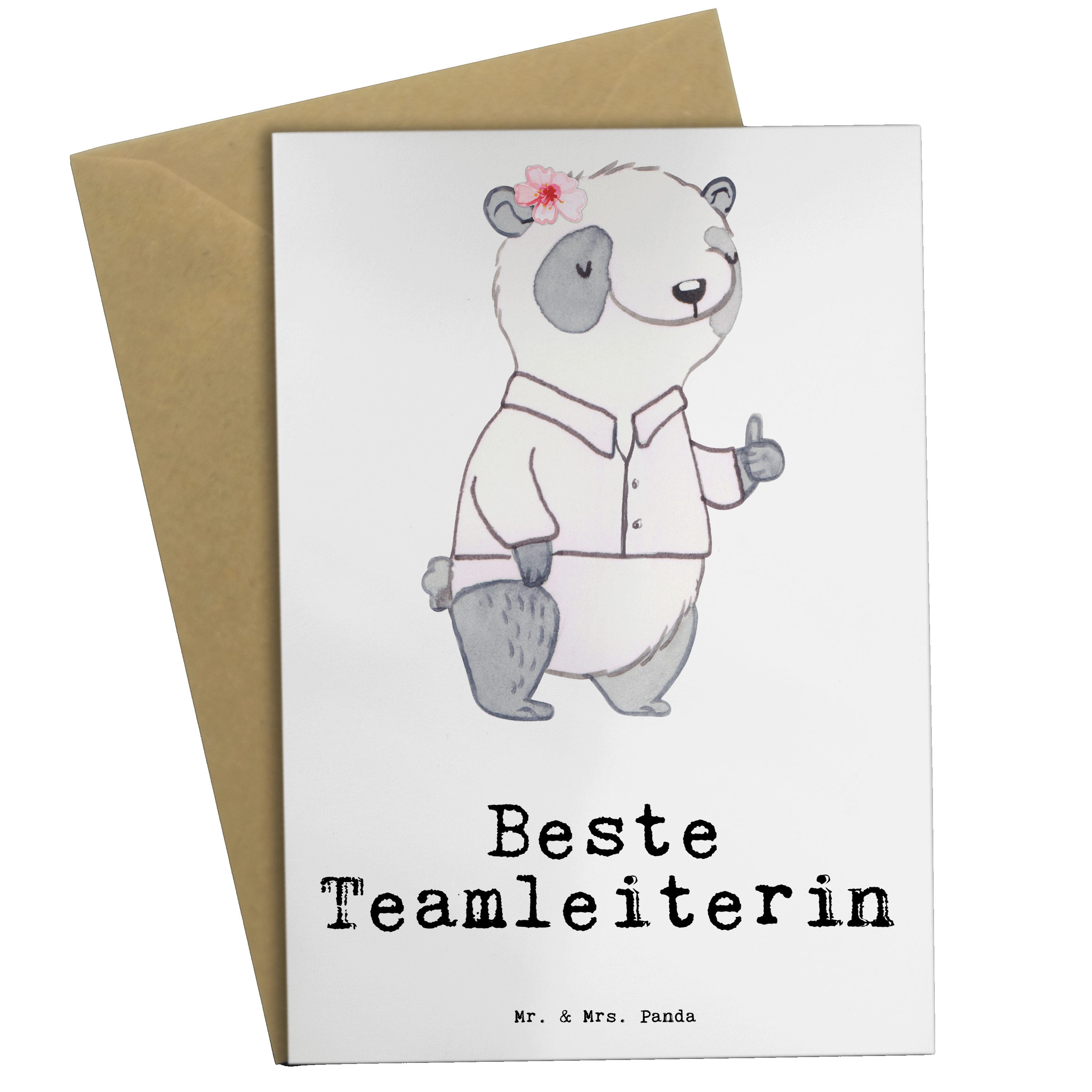 - Karte, Mrs. Ko Teamleiterin Panda Beste Hochzeitskarte, & Mr. Geschenk, Grußkarte Panda - Weiß