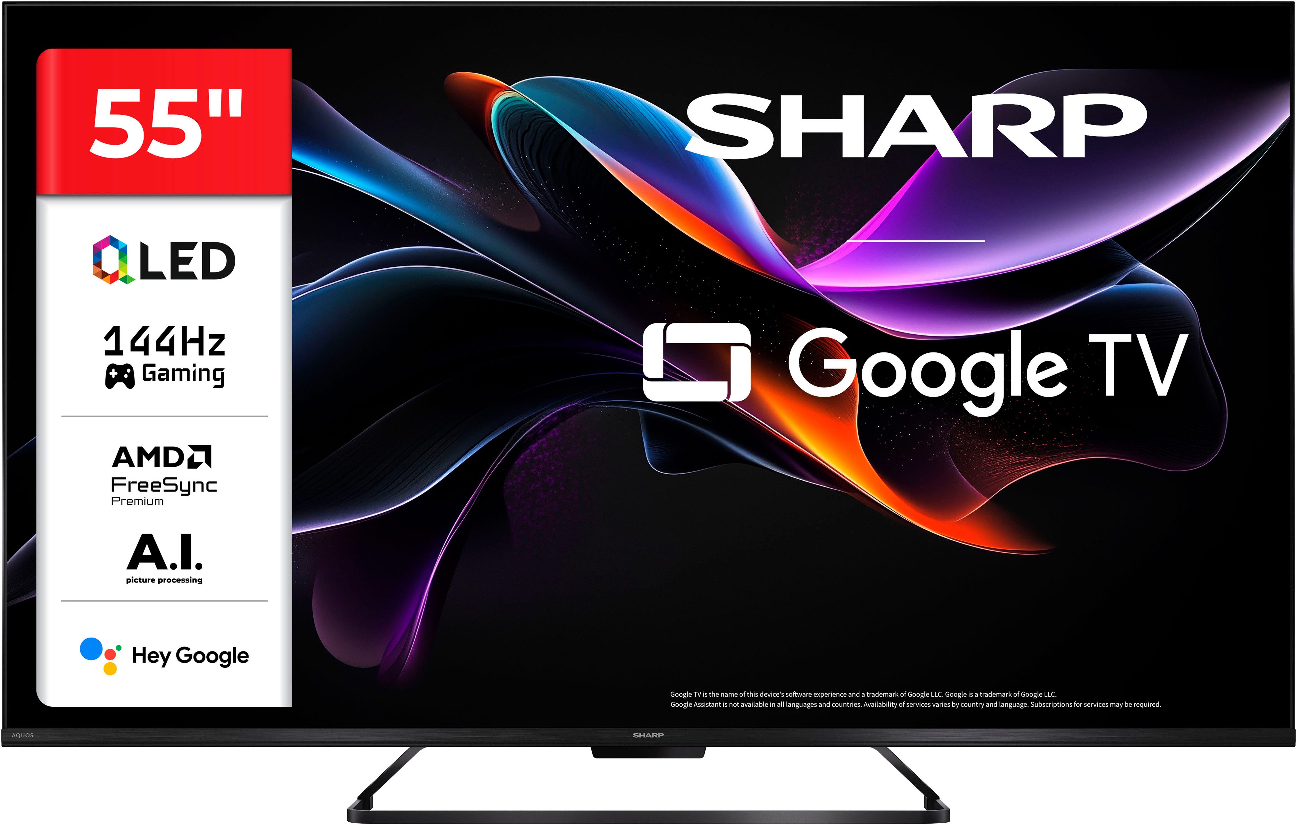 Sharp 4T-C55HRx QLED-Fernseher (139 cm/55 Zoll, 4K Ultra HD, Google TV, Smart-TV)