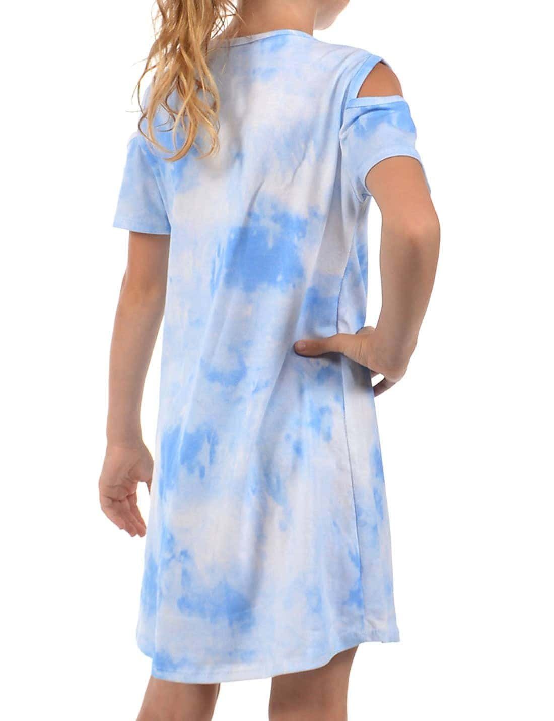 Mädchen Blau Paillettenkleid KMISSO Kleid (1-tlg) Batik bequem zu Pailletten tragen Einhorn-Motiv Wende