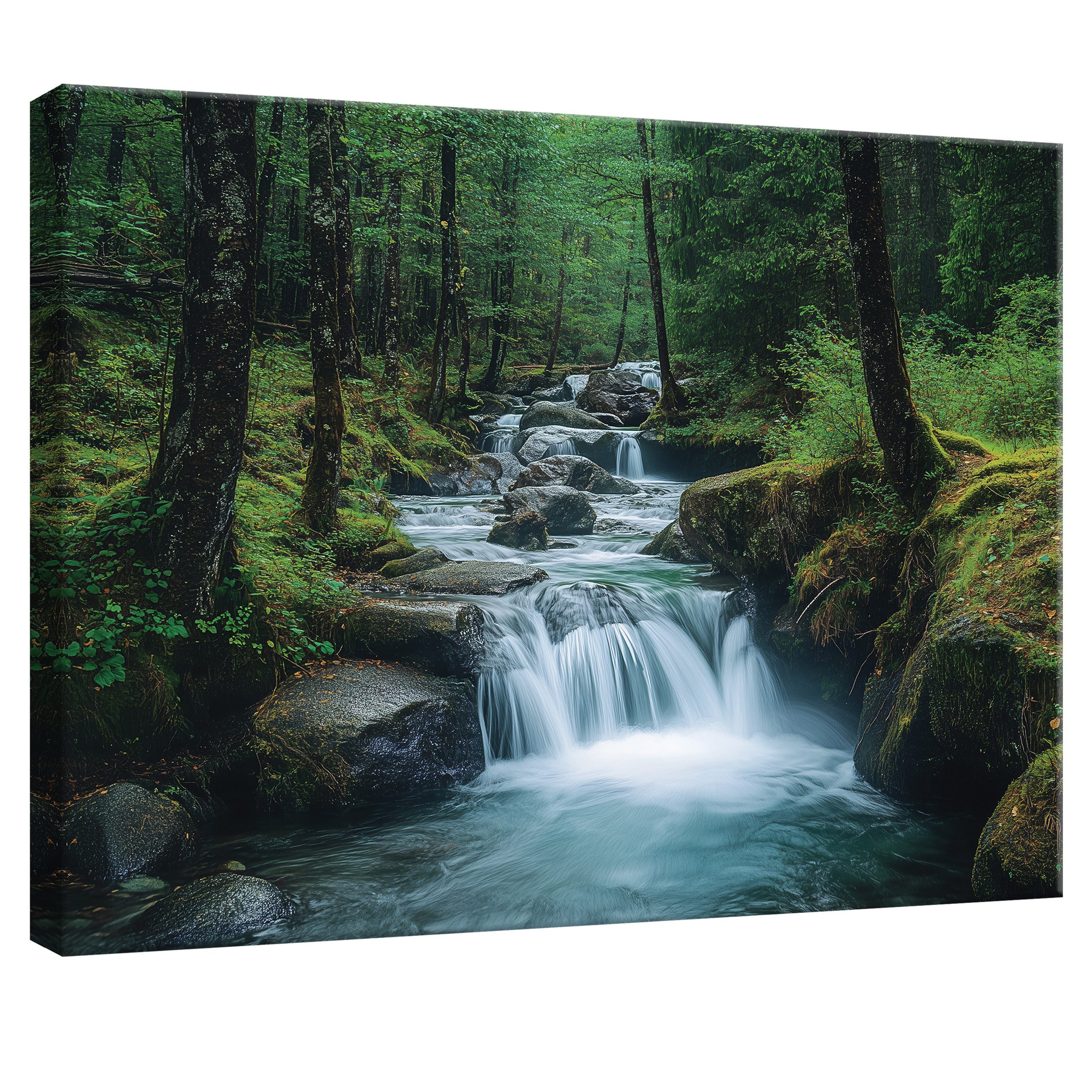 Wallarena Leinwandbild Wasserfall Landschaft Wald Wandbilder XXL Wand Deko günstig online kaufen