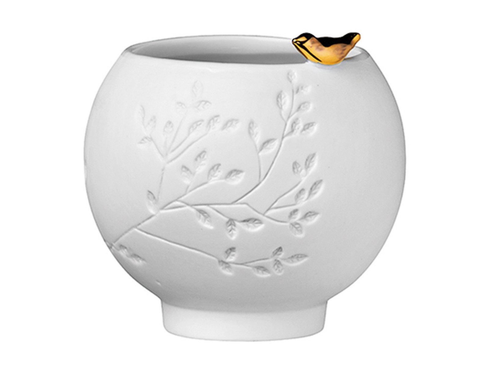 räder design stories Schale Porzellanteelicht Goldener Vogel weiß 7cm, Porzellan, (Schalen & Schüsseln)