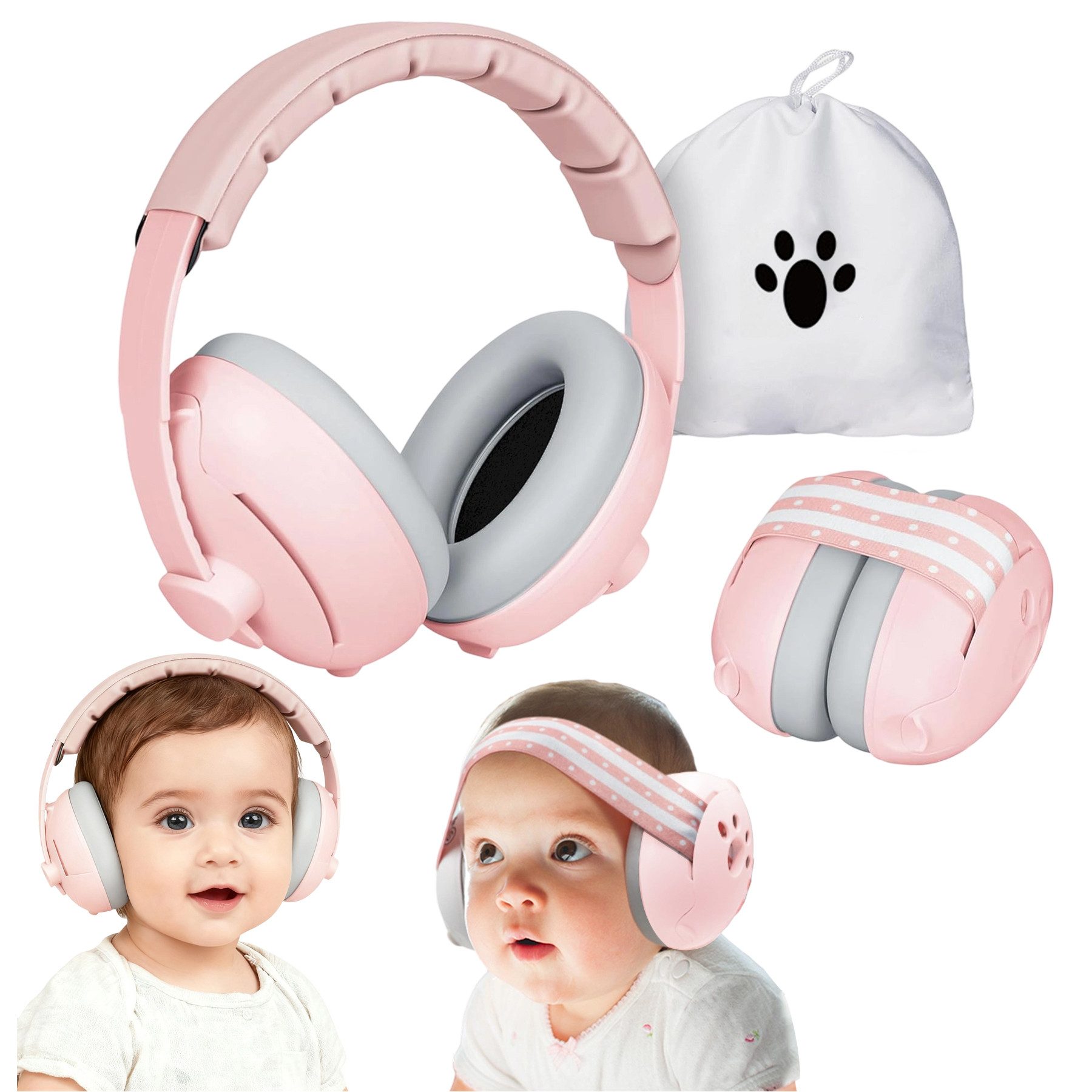 Mutig Kapselgehörschutz 2-in-1 Baby Защита органов слуха, Verstellbarer Ohrenschützer, (mit Geräuschunterdrückung, Baby Kopfhörer Lärmschutz für Neugeborene & Kinder bis 60 Monate), Kapselgehörschützer mit Kopfband