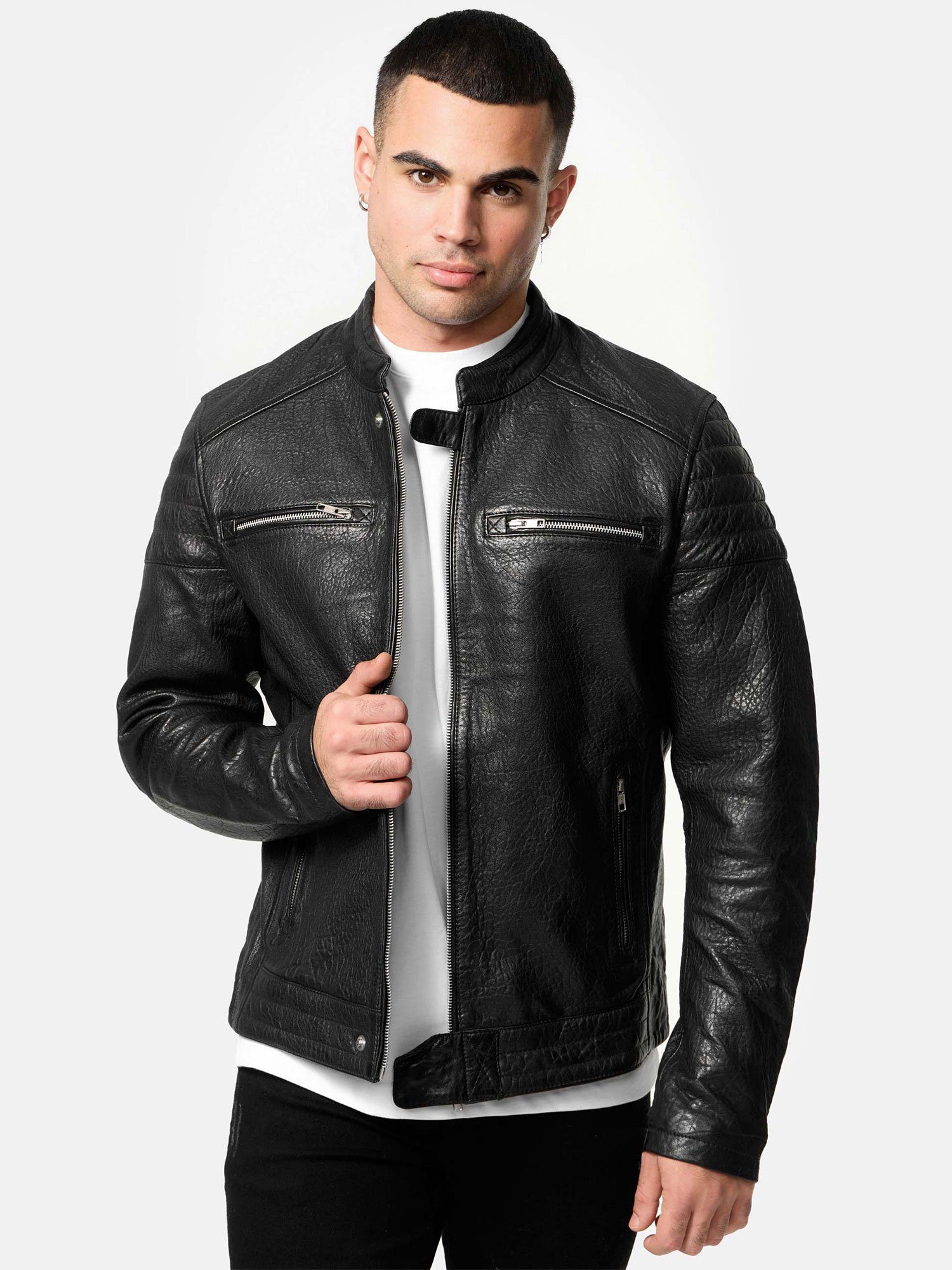 Tazzio Lederjacke A803 Herren Echtleder Leder Jacke schwarz