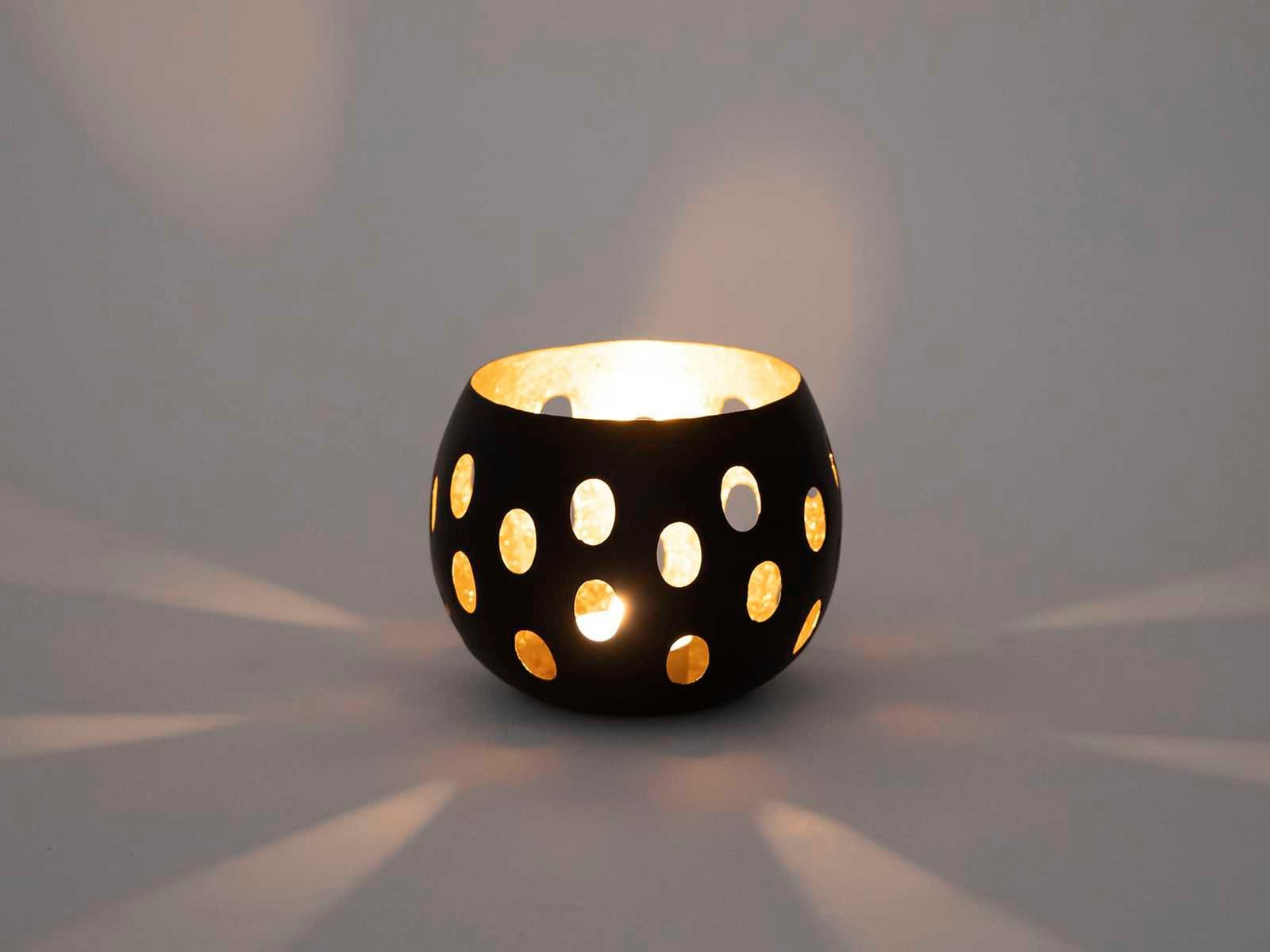 Casamia Kerzenhalter Teelichthalter Set 2-teilig Kerzenhalter Florina Kugelform schwarz mat