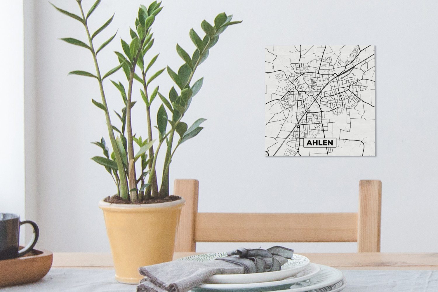 St), - Leinwandbild Stadtplan, für Schlafzimmer Karte Bilder OneMillionCanvasses® Ahlen Leinwand (1 Wohnzimmer -