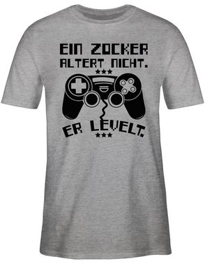 Shirtracer T-Shirt Ein Zocker altert nicht - er levelt Nerd Geschenke