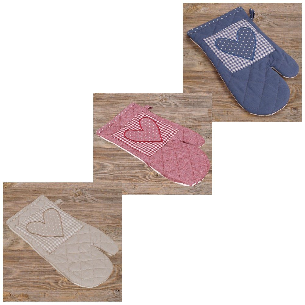 matches21 HOME & HOBBY Topflappen Topfhandschuh Landhaus Premium Karo Herz 33x17 cm, (1-tlg) – Bild 5 von 5
