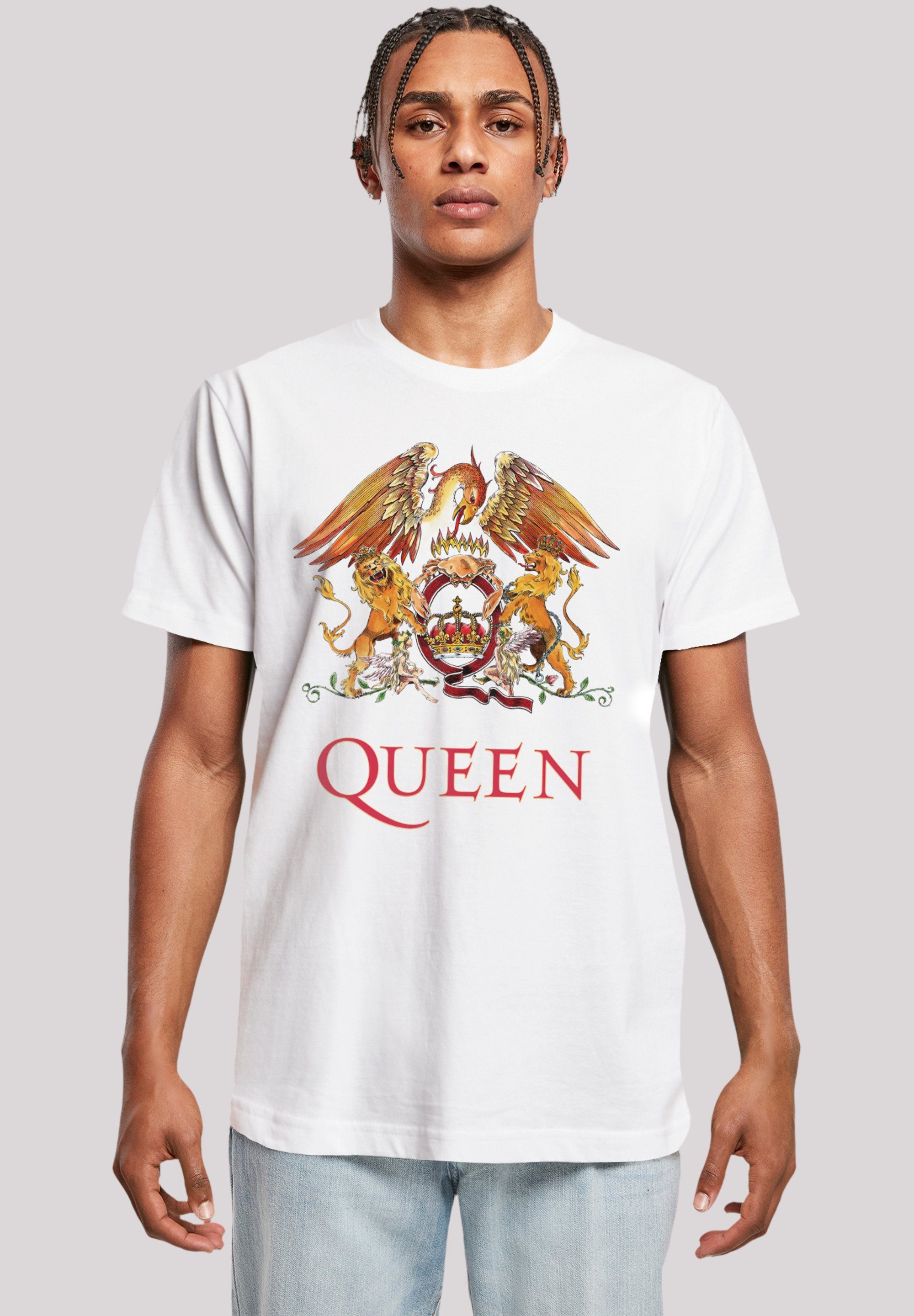 Queen Crest Print Classic F4NT4STIC T-Shirt weiß