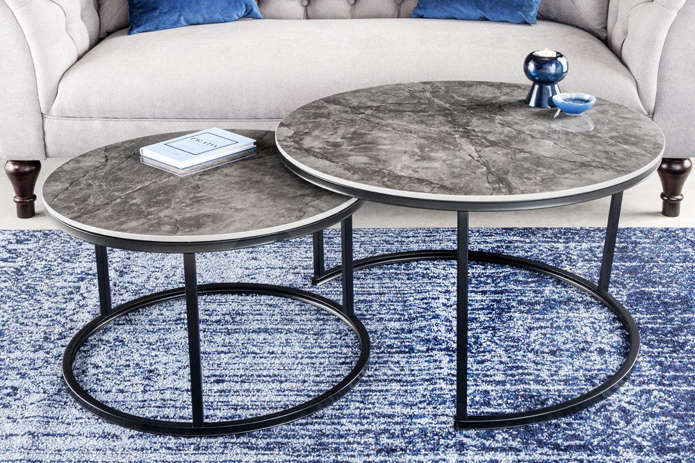 riess-ambiente Couchtisch ELEGANCE Ø70cm grau / schwarz (Set, 2-St), Wohnzi günstig online kaufen