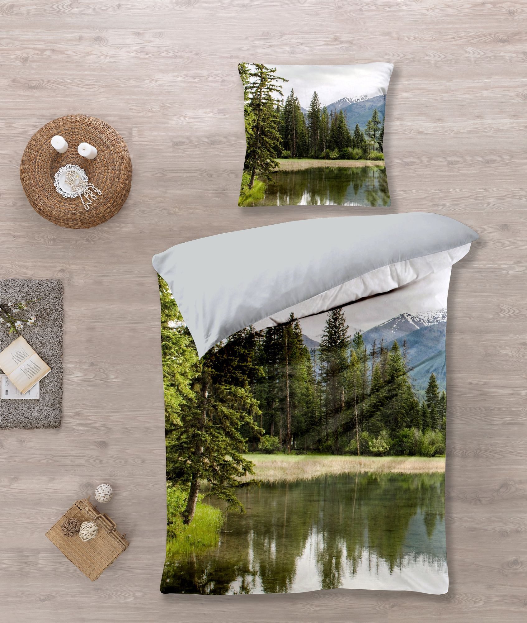 KK Kinderbettwäsche Bettwäsche Set mit Bergsee günstig online kaufen