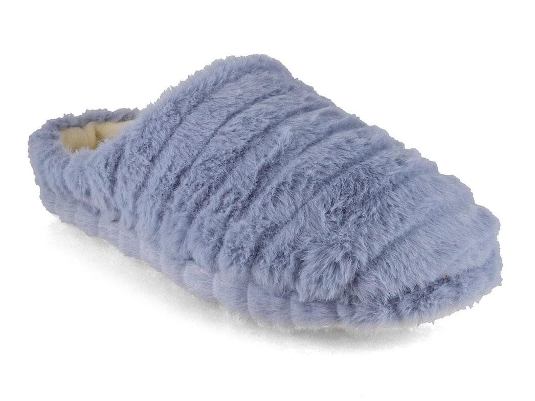 Fluffys Veluna Damen Pantoffeln, iceblau, warm, weich Hausschuh