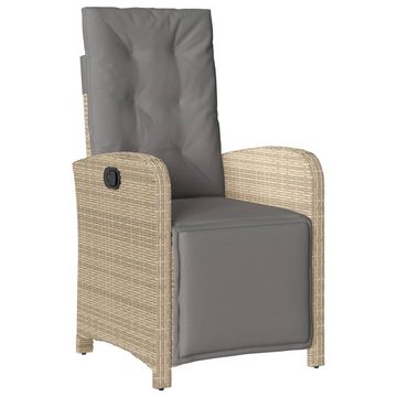 vidaXL Gartenlounge-Set 3-tlg. Bistro-Set mit Kissen Beige Poly Rattan, (3-tlg)