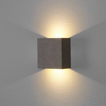 Lindby LED Wandleuchte Yva, LED-Leuchtmittel fest verbaut, warmweiß, Modern, Beton, Metall, grau, 2 flammig, inkl. Leuchtmittel