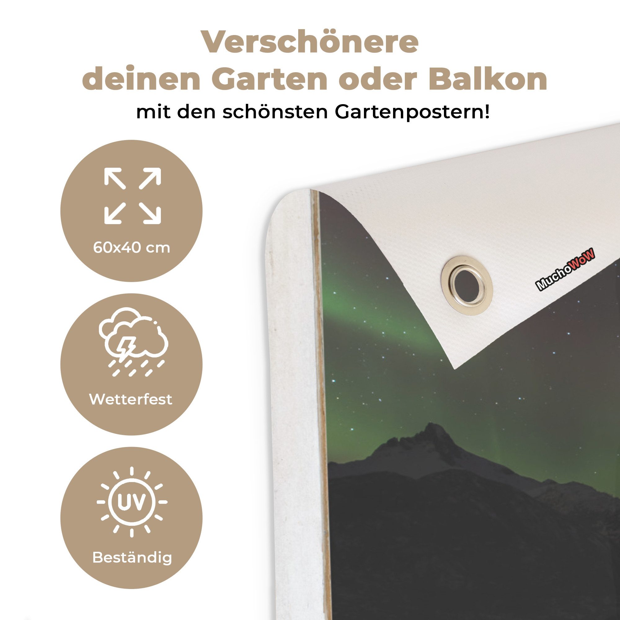 OnlyWow Poster für Garten Ausblick - Aurora - Wasser, Gartenposter, Outdoor Bilder, Gartendekoration Bild, 60x40 cm