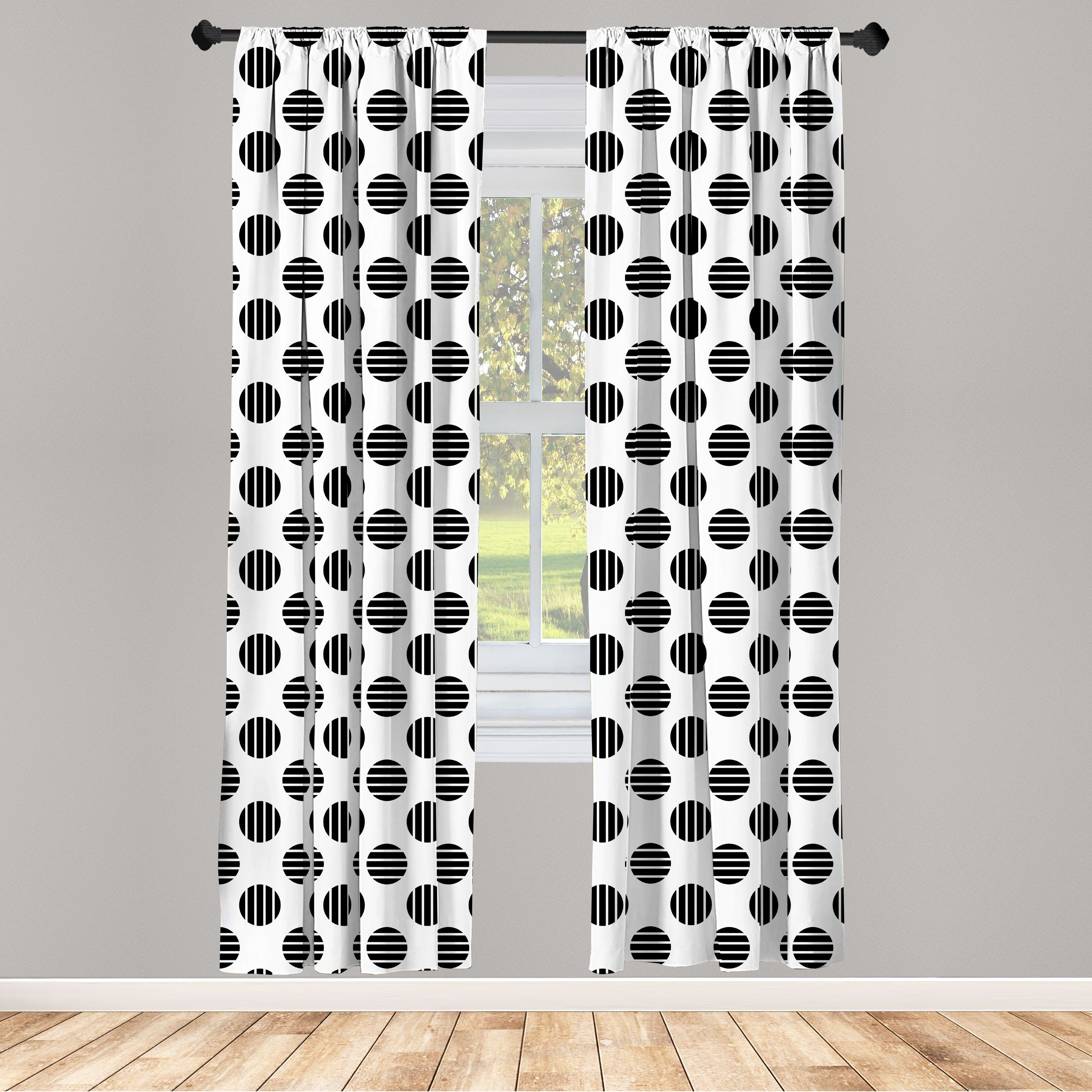 Gardine Vorhang für Wohnzimmer Schlafzimmer Dekor, Abakuhaus, Microfaser, Abstrakt moderne Kreis