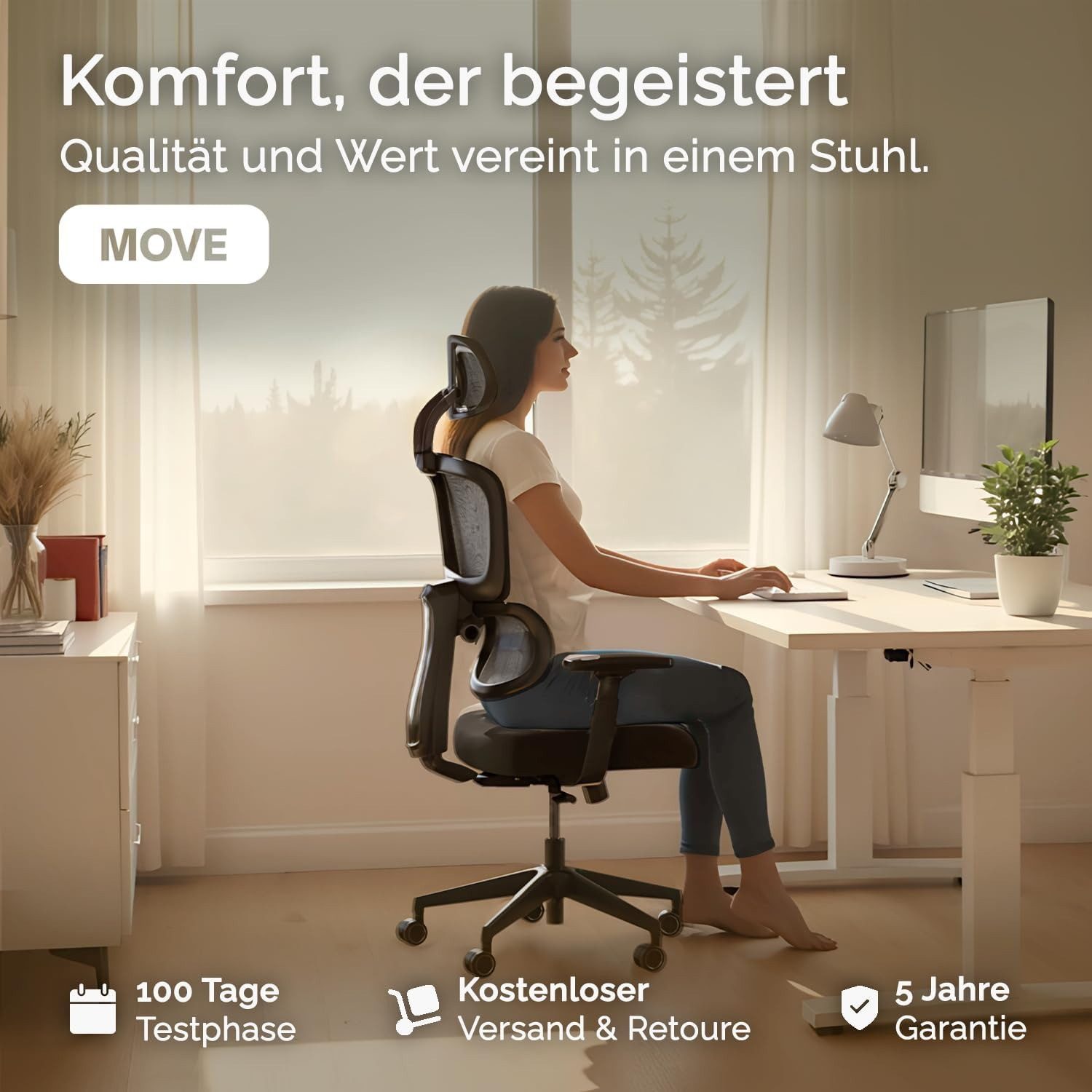 DESKSPACE Bürostuhl Move / Ergonomischer Schreibtischstuhl günstig online kaufen
