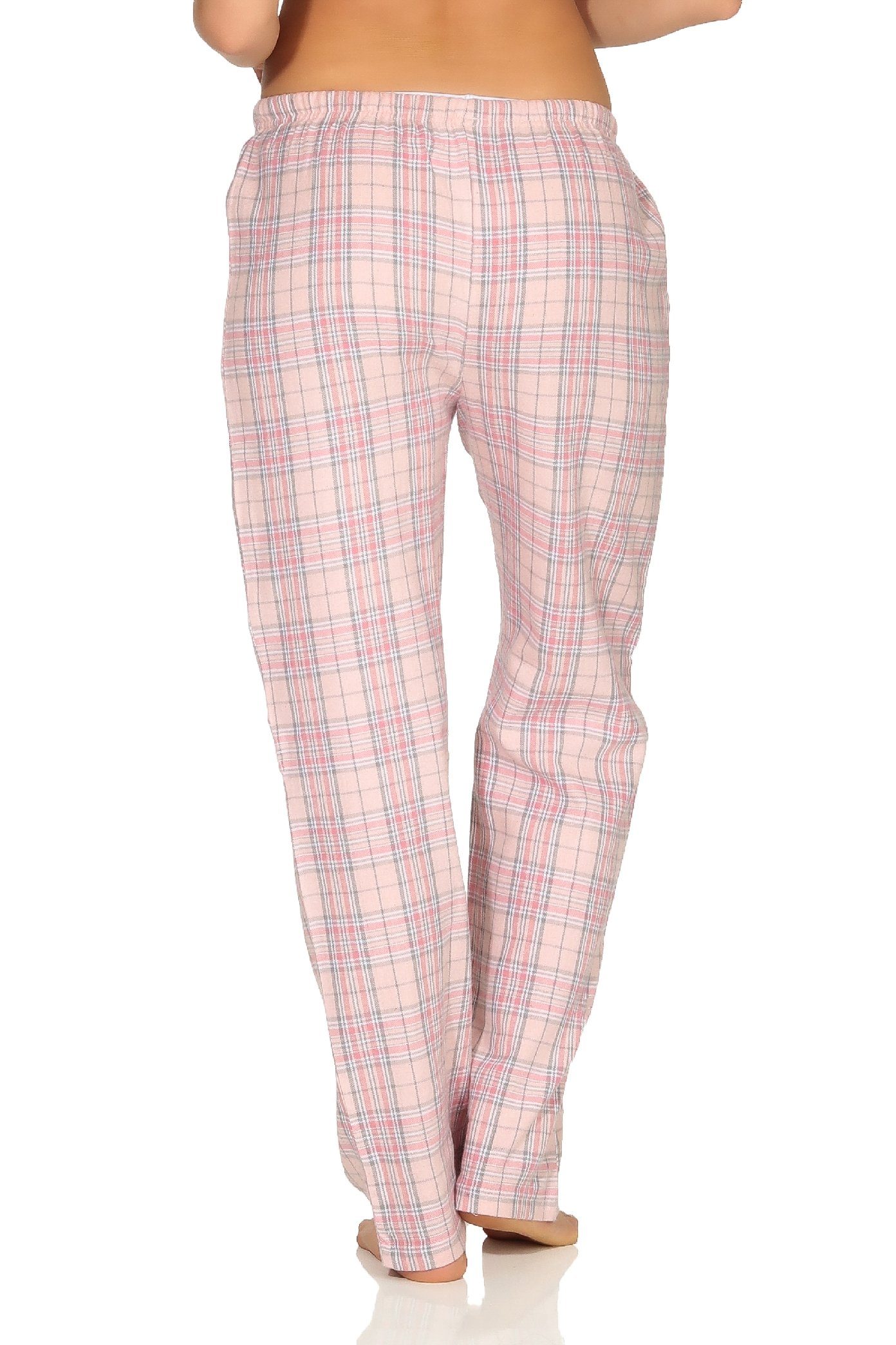 Normann Pyjama Dame Flanell Schlafanzug Hose kariert aus Baumwolle ideal zum relaxen – Bild 3 von 3